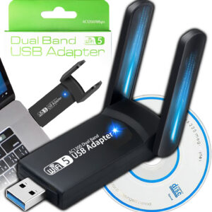 Karta Sieciowa WiFi USB Adapter 3.0 5Ghz Dwie ANTENY Odbiornik do INTERNETU