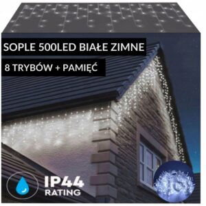 SOPLE 500 LED LAMPKI ZEWNĘTRZNE ŚWIĄTECZNE BIAŁE 8 TRYBÓW IP44