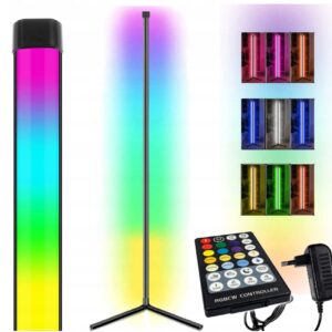 LAMPA LED RGB PODŁOGOWA STOJĄCA NAROŻNA + PILOT