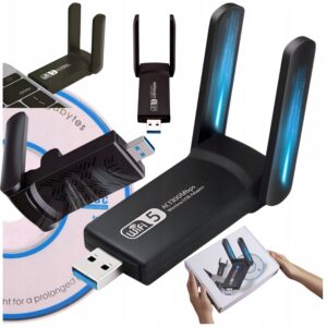 Karta Sieciowa WiFi USB Adapter 3.0 5Ghz Dwie ANTENY Odbiornik do INTERNETU