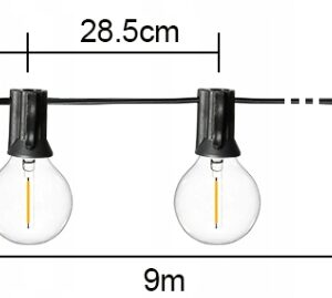 Girlanda Ogrodowa ZEWNĘTRZNA LED 9m + 30x Żarówki LED G40 1W Lampki Balkon