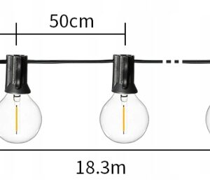 GIRLANDA LAMPKI LED OGRODOWE 32 BALKON TARAS 18m Światełka Zewnętrzne PATIO