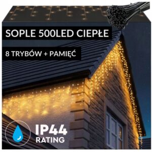 SOPLE 500 LED LAMPKI ZEWNĘTRZNE ŚWIĄTECZNE CIEPŁE 19m TRYTYTKI