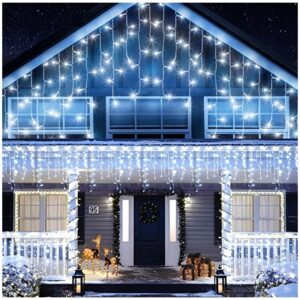 ŚWIĄTECZNE SOPLE BIAŁE 300LED 12m 8 TRYBÓW +GRATIS