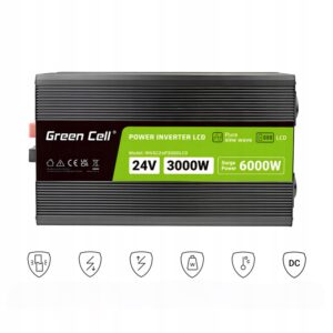 Przetwornica napięcia samochodowa SINUS z LCD 24V 3000W / 6000W Pełny Sinus