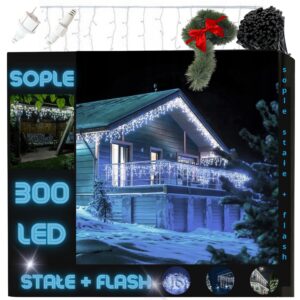 SOPLE 300 LED LAMPKI ZEWNĘTRZNE IP44 STAŁE + FLASH KURTYNA ŚWIETLNA ZESTAW