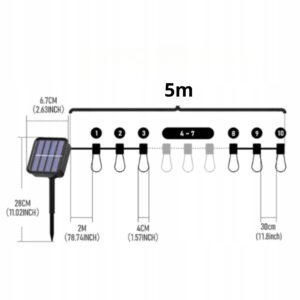 Girlanda Ogrodowa Solarna Świetlna 10 LED 5m IP65 Wodoodporna Lampki Ledowe