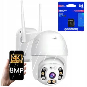 ZEWNĘTRZNA KAMERA OBROTOWA IP WiFi ZOOM 8MP 8MPx