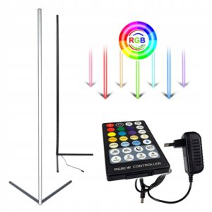 LAMPA LED RGB PODŁOGOWA STOJĄCA NAROŻNA + PILOT