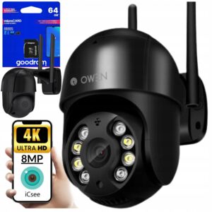 ZEWNĘTRZNA KAMERA OBROTOWA IP WiFi ZOOM 8MP CZARNA