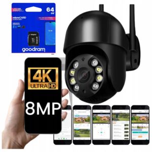 KAMERA ZEWNĘTRZNA OBROTOWA IP WiFi ZOOM 8MP CZARNA