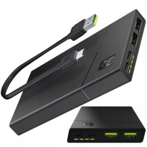 POWER BANK GREEN CELL 10000mAh 18W PD USB-C QC ULTRA SZYBKIE ŁADOWANIE