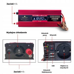 Przetwornica 12V do 230V DC-AC 2000W SINUS Prąd